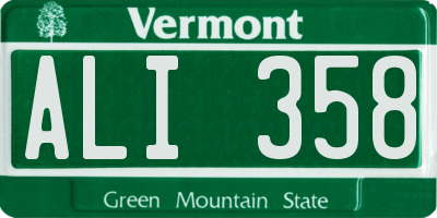 VT license plate ALI358