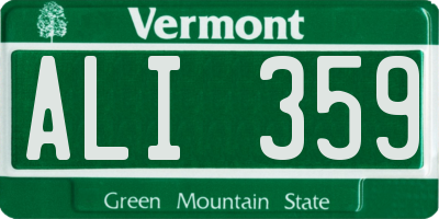 VT license plate ALI359