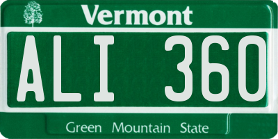 VT license plate ALI360
