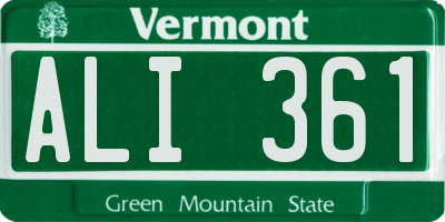 VT license plate ALI361