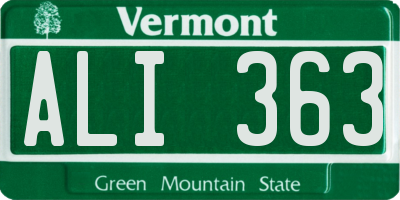 VT license plate ALI363