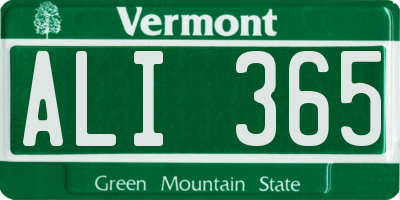 VT license plate ALI365