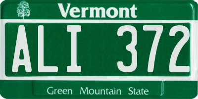 VT license plate ALI372
