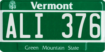 VT license plate ALI376