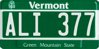 VT license plate ALI377