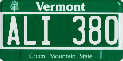 VT license plate ALI380