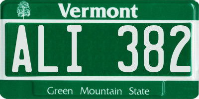 VT license plate ALI382