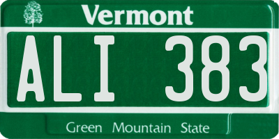 VT license plate ALI383