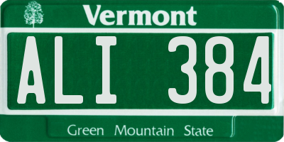 VT license plate ALI384