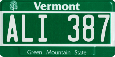 VT license plate ALI387