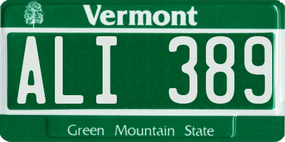VT license plate ALI389