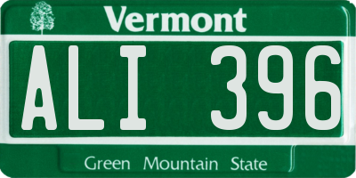 VT license plate ALI396
