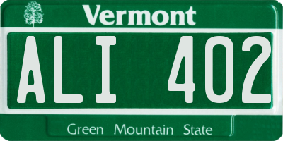 VT license plate ALI402