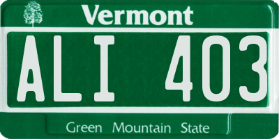 VT license plate ALI403