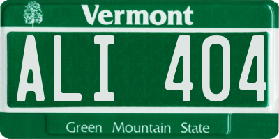 VT license plate ALI404