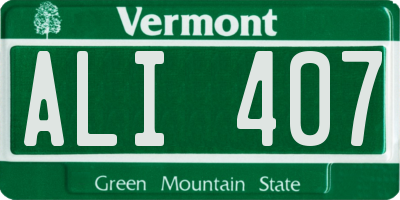 VT license plate ALI407