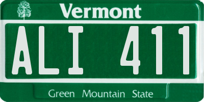VT license plate ALI411