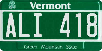 VT license plate ALI418