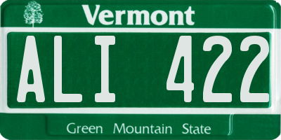 VT license plate ALI422