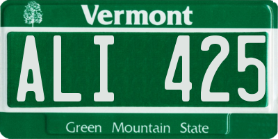 VT license plate ALI425