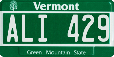 VT license plate ALI429