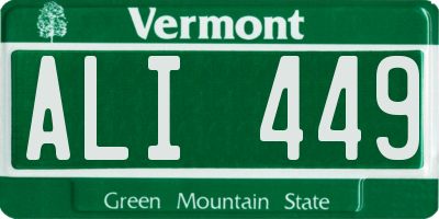 VT license plate ALI449