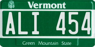 VT license plate ALI454