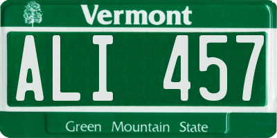 VT license plate ALI457