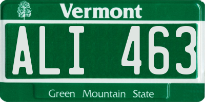 VT license plate ALI463