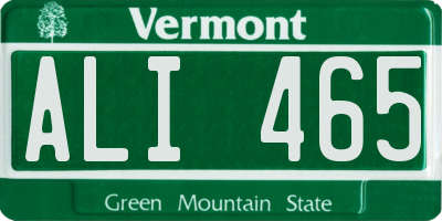 VT license plate ALI465