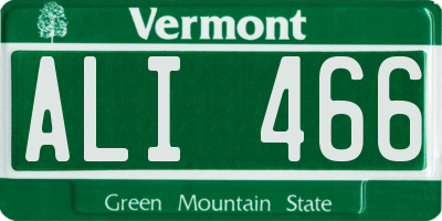 VT license plate ALI466