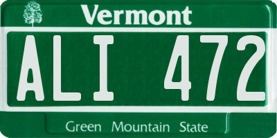VT license plate ALI472