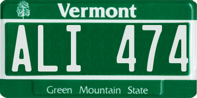 VT license plate ALI474