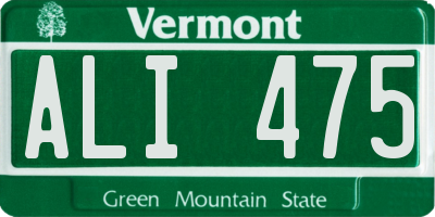 VT license plate ALI475