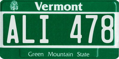 VT license plate ALI478