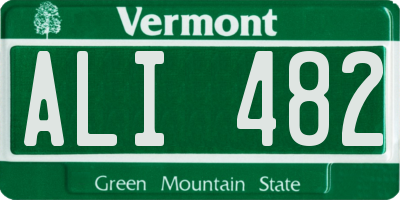 VT license plate ALI482