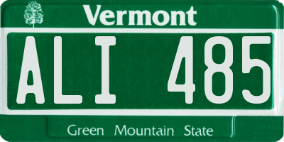 VT license plate ALI485