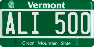 VT license plate ALI500