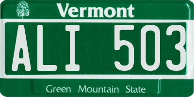 VT license plate ALI503