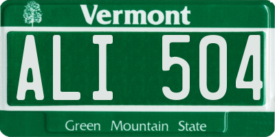 VT license plate ALI504