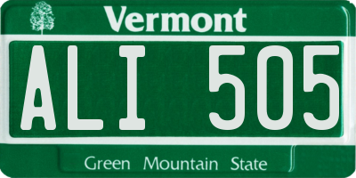 VT license plate ALI505