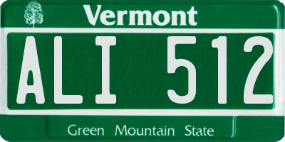VT license plate ALI512