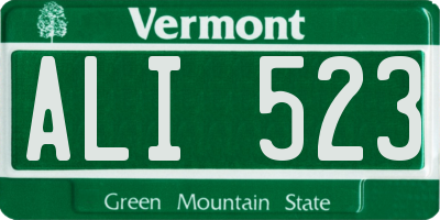 VT license plate ALI523