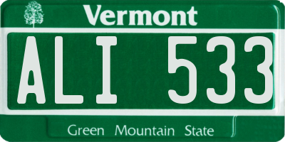 VT license plate ALI533