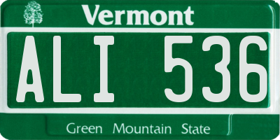 VT license plate ALI536