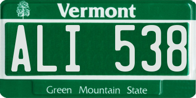 VT license plate ALI538