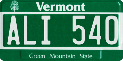 VT license plate ALI540