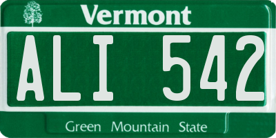 VT license plate ALI542