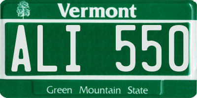 VT license plate ALI550