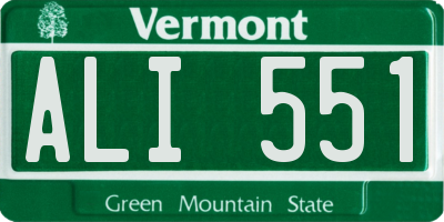 VT license plate ALI551